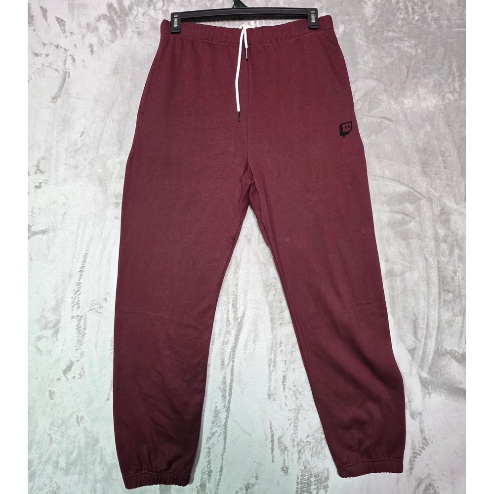 Twitch Official Logo Joggers Maroon Burgundy Sweatpants Mens XL Gamer Gear